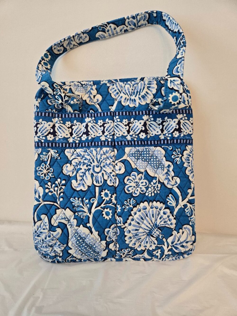 Vera Bradley Blue Floral Quilted Shoulder Tote Bag Purse